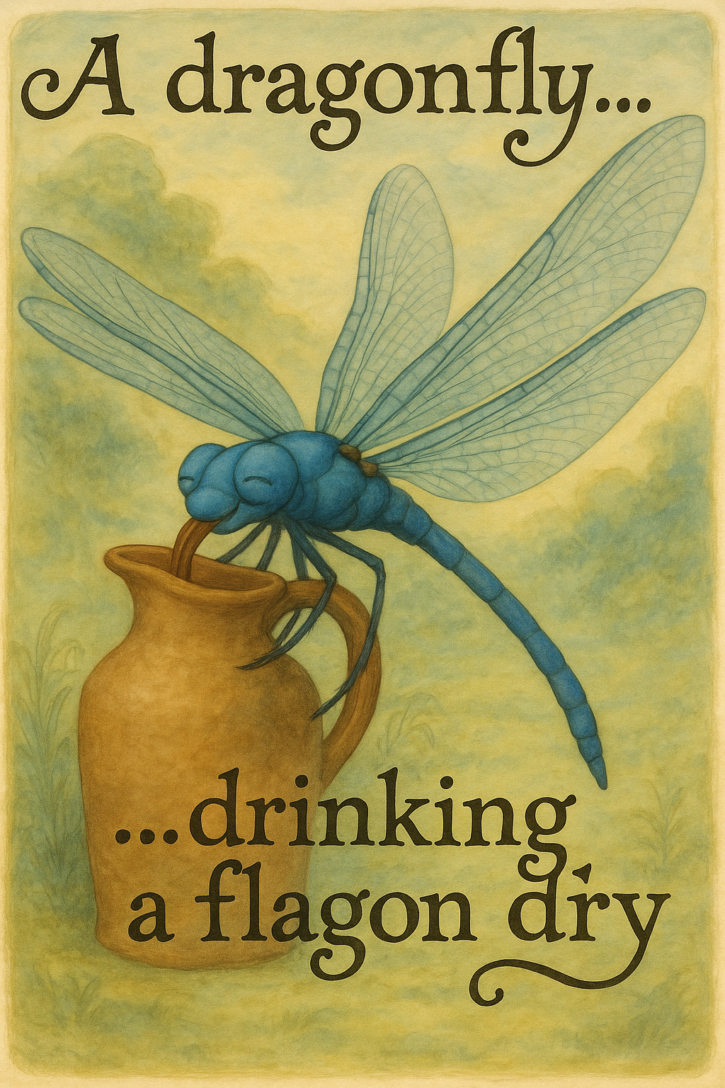 A Dragonfly Drinking a Flagon Dry